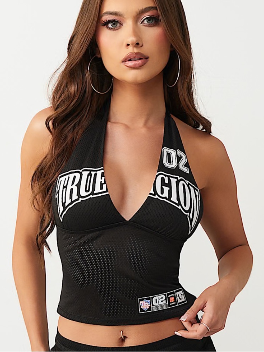 True Religion Mesh Logo Crop Top
